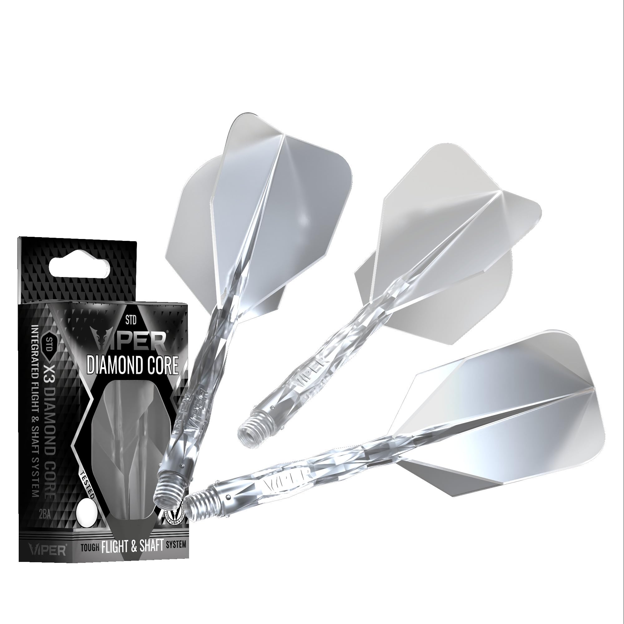 Viper Diamond Core Integrated Dart Flight & Shaft System - Precision Darting Accessory with Tough Polymers for Enhanced Performance, Set of 3, Medium Shaft, Standard No6 Flight, Clear — image 1