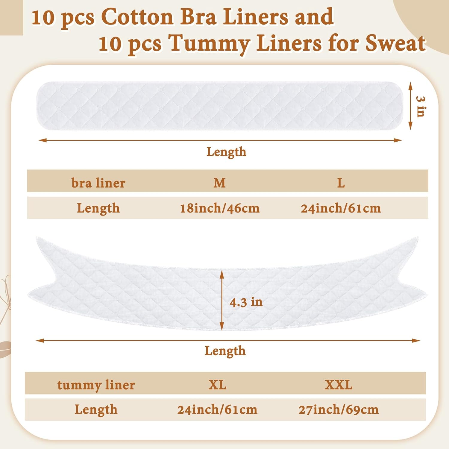 Cotton Tummy Liners and Bra Liners Set for Sweat Rash Skin Folds Plus Size Women Sweating Supplies