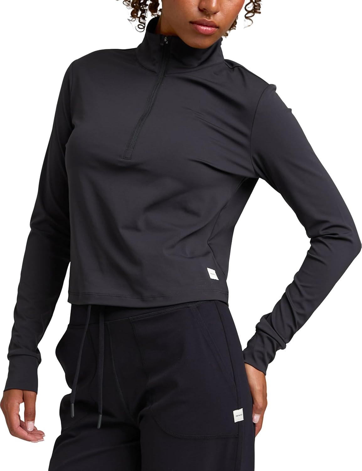 Women's Cropped Half Zip Sweatshirt Long Sleeve High Neck Workout Shirts Collared Athletic Tops