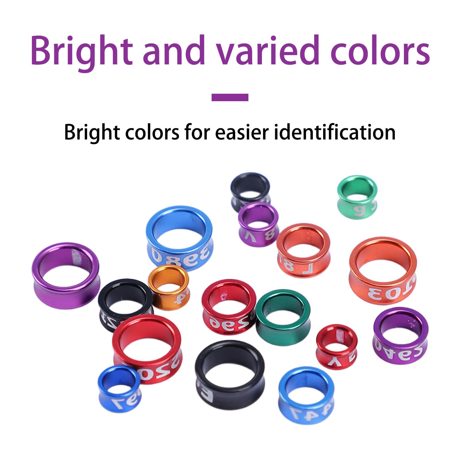 Anillos de identificación de aves para patas, bandas numeradas de aleación de aluminio para pinzas, 50 unidades