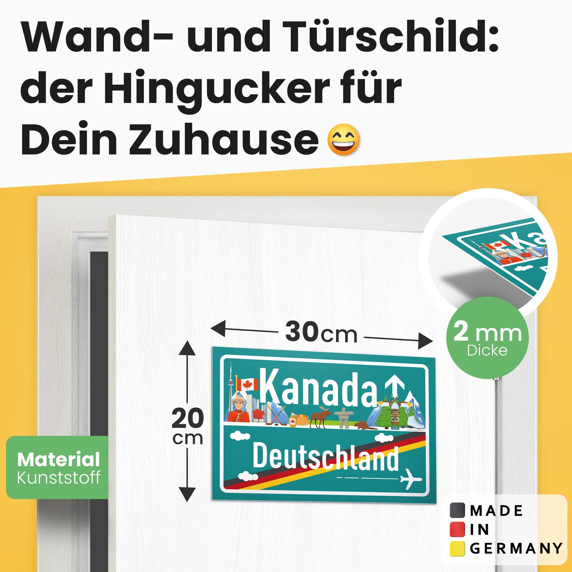 DankeDir! Canada Germany Place Sign, Plastic Sign 30 x 20 cm - Image 2