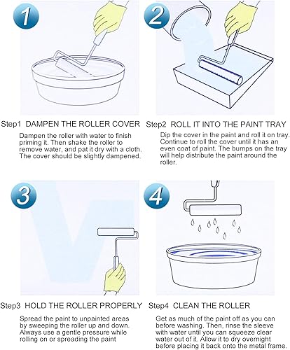 Miniatura 7 de ETERNA Kit de rodillos de pintura, 9 piezas de suministros de pintura para pintura de casa, con bandeja de pintura de metal y rodillos de pintura de