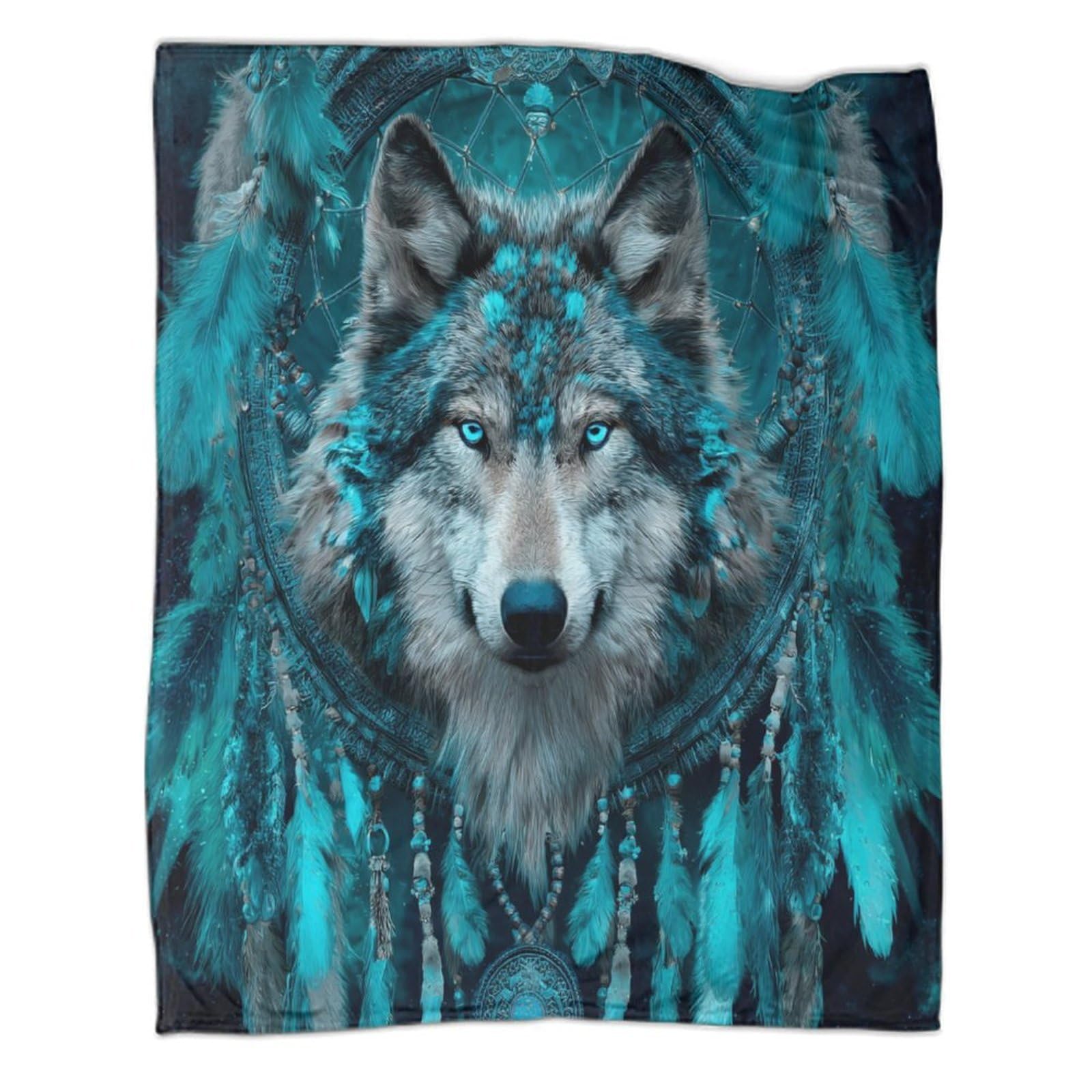 kaiyun Wolf Face in Dreamcatcher Throws And Patchwork Quilts,80x90inch(200x230cm),Soft Blanket with Pattern
