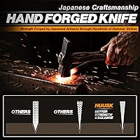 Vista 3 de Huusk Meat Cleaver Knife Japanese Kitchen Knife 6.4 Inch, Hand Forged Butcher Knife for Meat Cutting, Vegetable Chopping Knife High Carbon Steel