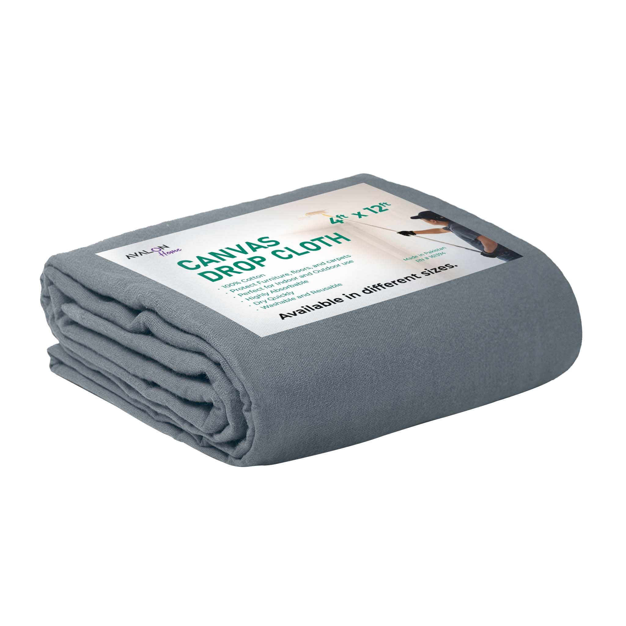 Avalon Canvas Drop Cloth for Painting 4x12 feet Pack of 1-8oz Painters Drop Cloths for Painting - All Purpose Canvas Tarps for Floor & Furniture Protection - Recycled Cotton Fabric