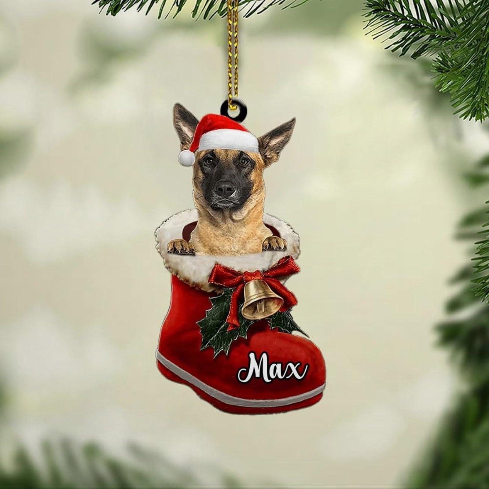 Luckluccy Belgian Malinois Custom Ornament,Personalized Dog Christmas Ornament,Christmas Dog Ornament Gifts For Dog Mom,Dog Dad,Xmas Decor Hanging 25