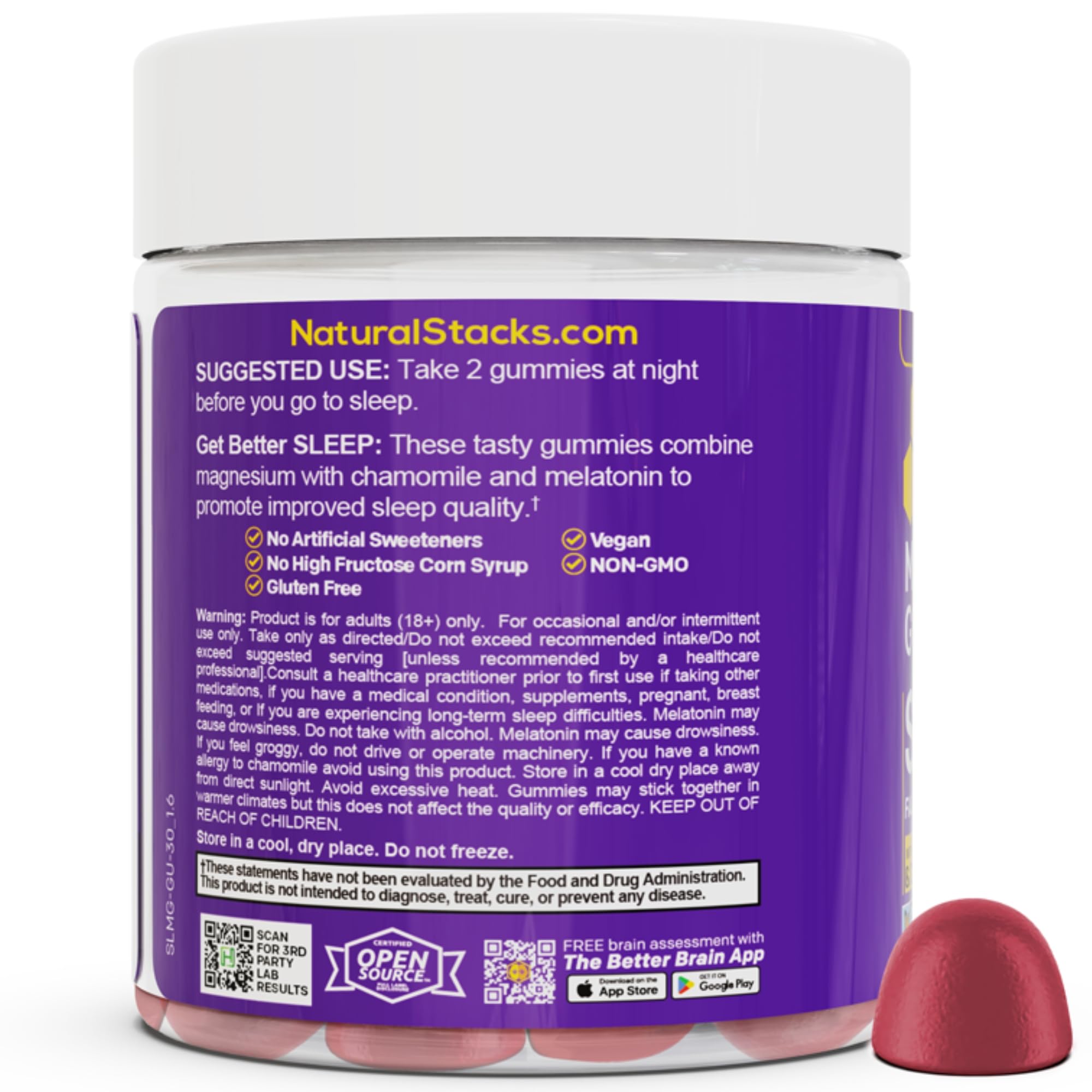 Sleep Magnesium Gummies w/Melatonin & Chamomile - 30 Mixed Berry Chewables — Amazon image 7