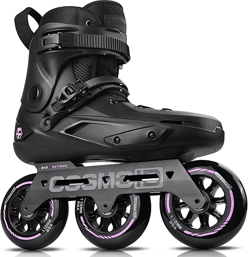 Vista 10 de Patín en línea para adultos - COSMOID Patines de alta performance con cuchillas para mujeres y hombres, marco de metal de 3 ruedas de 110mm