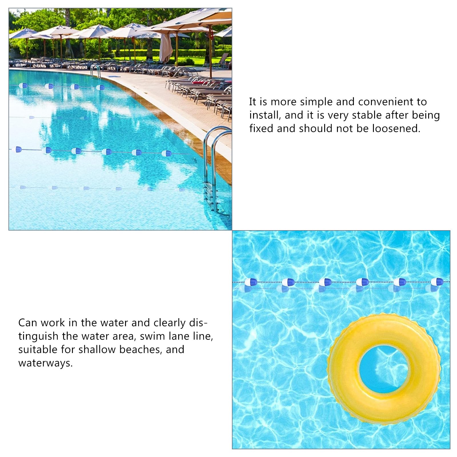 Sicherheitsseil und Haken für Schwimmbahnen aus Kunststoff zur Abtrennung von Schwimmbahnen mit Schwimmfähigkeit für Sommerstimmung im Pool