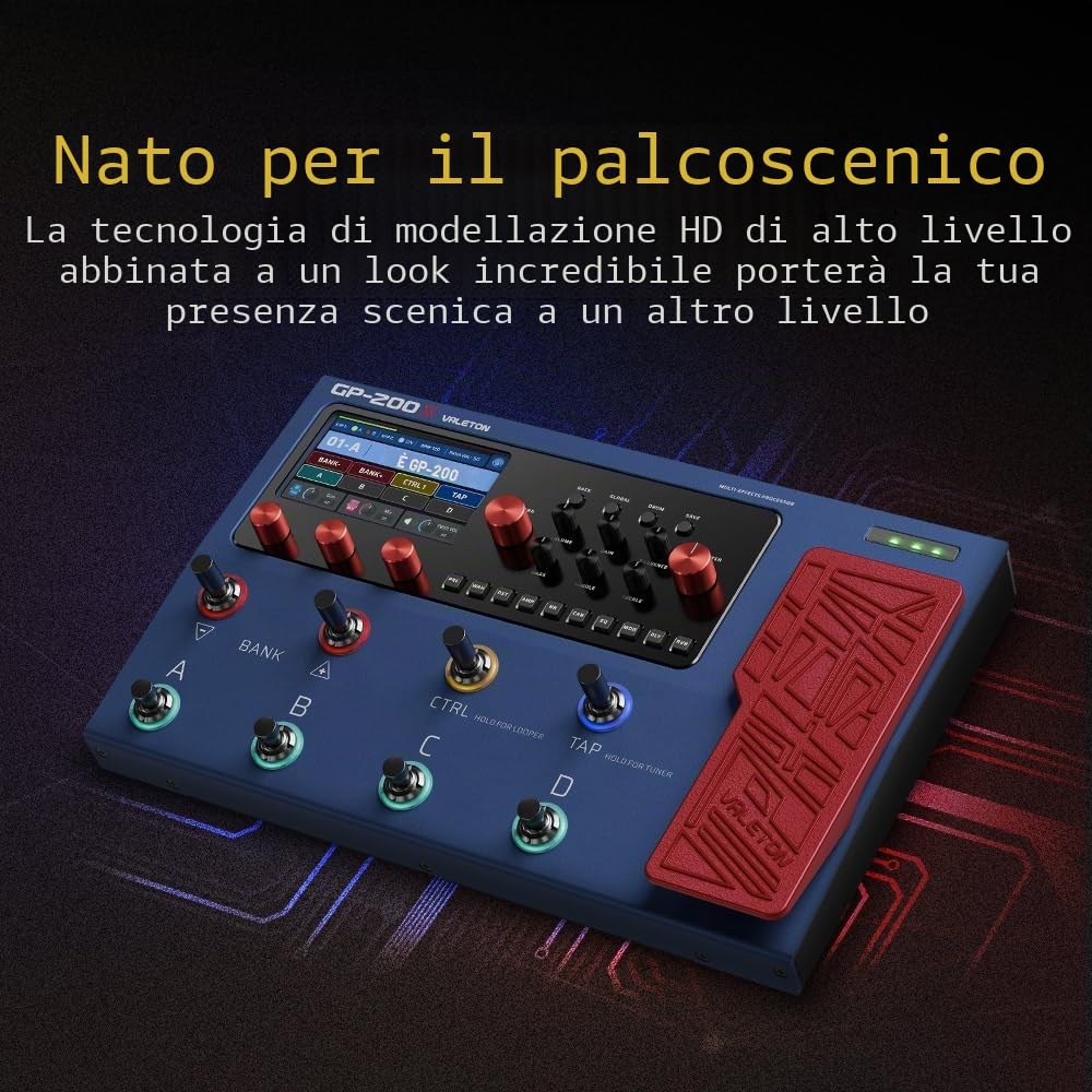Valeton Guitar Pedal Multi-Effects Processor Guitar Bass Amp Modeling IR Cabinets Simulation with FX Loop MIDI I/O Expression Pedal Stereo OTG USB Audio Interface GP-200X