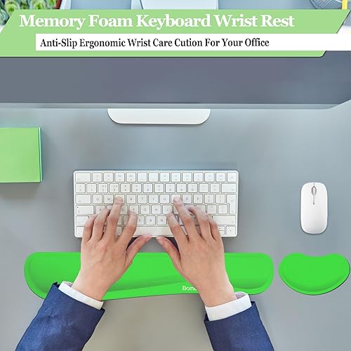 Vista 25 de BamLue - Reposamuñecas para teclado, juego de almohadillas de espuma viscoelástica para facilitar la escritura y el alivio del dolor para laptop