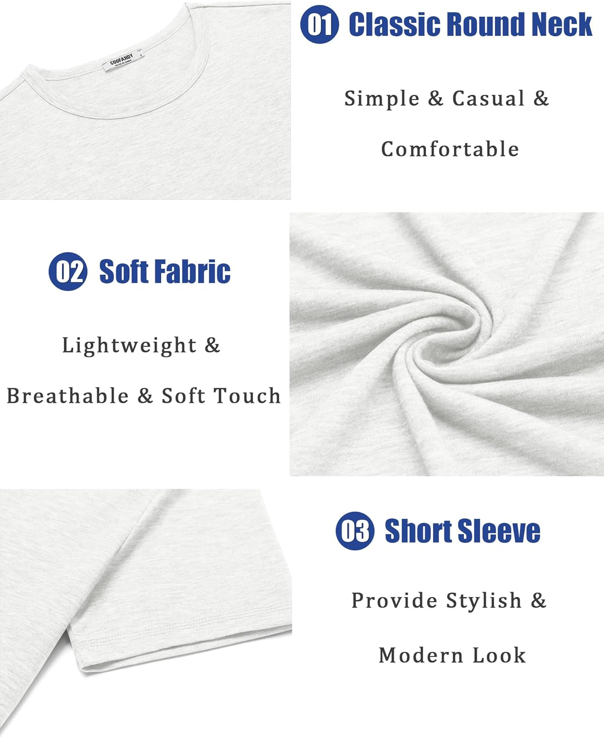 COOFANDY Men's T Shirts Short Sleeve Soft Crew Neck Lightweight Tee Shirts Casual Summer Basic Tops - Image 5