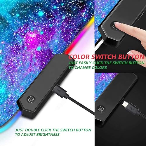 Miniatura 6 de Alfombrilla de ratón RGB para juegos con posavasos de café, XXL grande brillante LED, base de goma antideslizante, alfombrilla de ratón para teclado