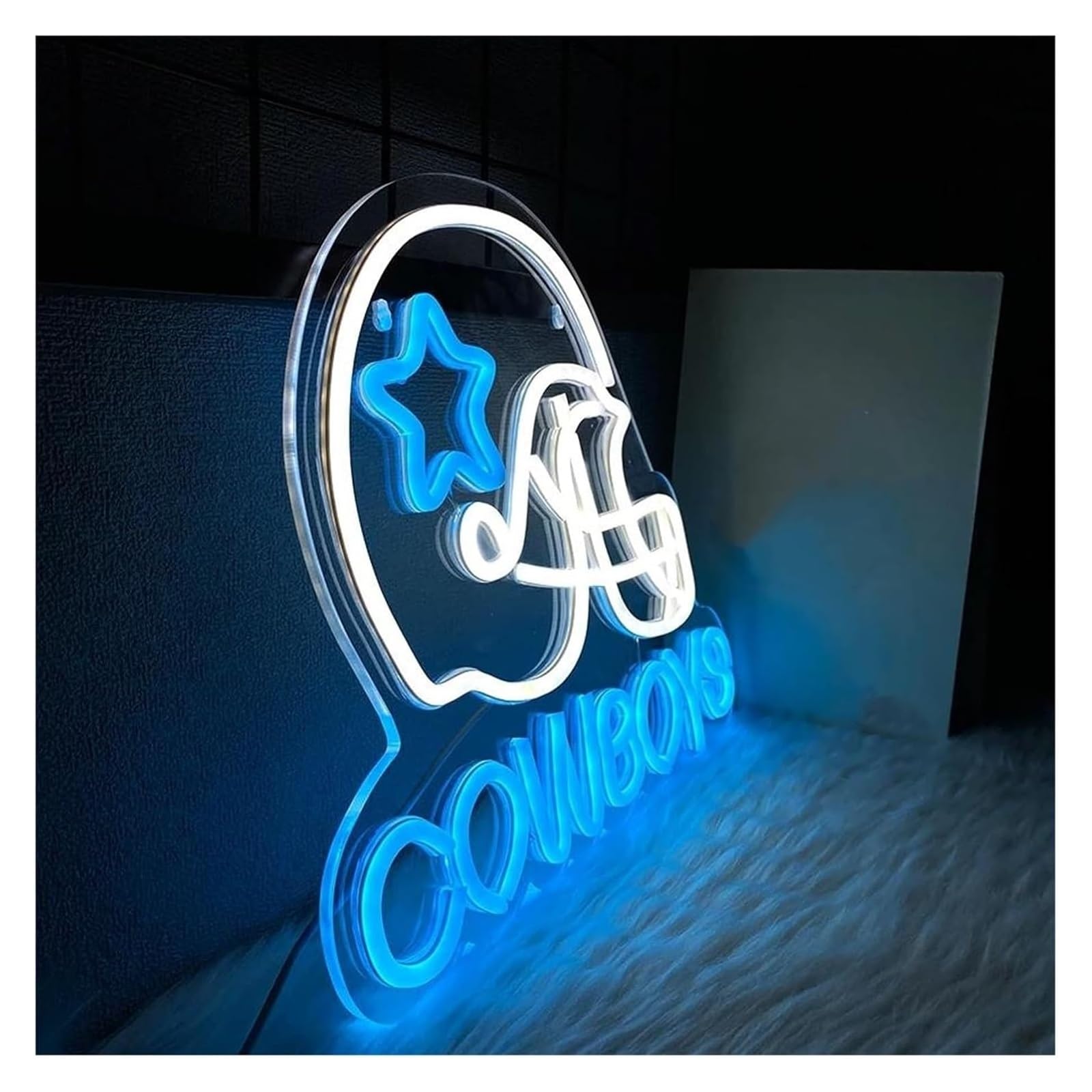 Lampe Néon Enseigne lumineuse Cowboys pour casque d'équipe sportive, pour magasin, club, bar, salle de jeux, chambre à coucher