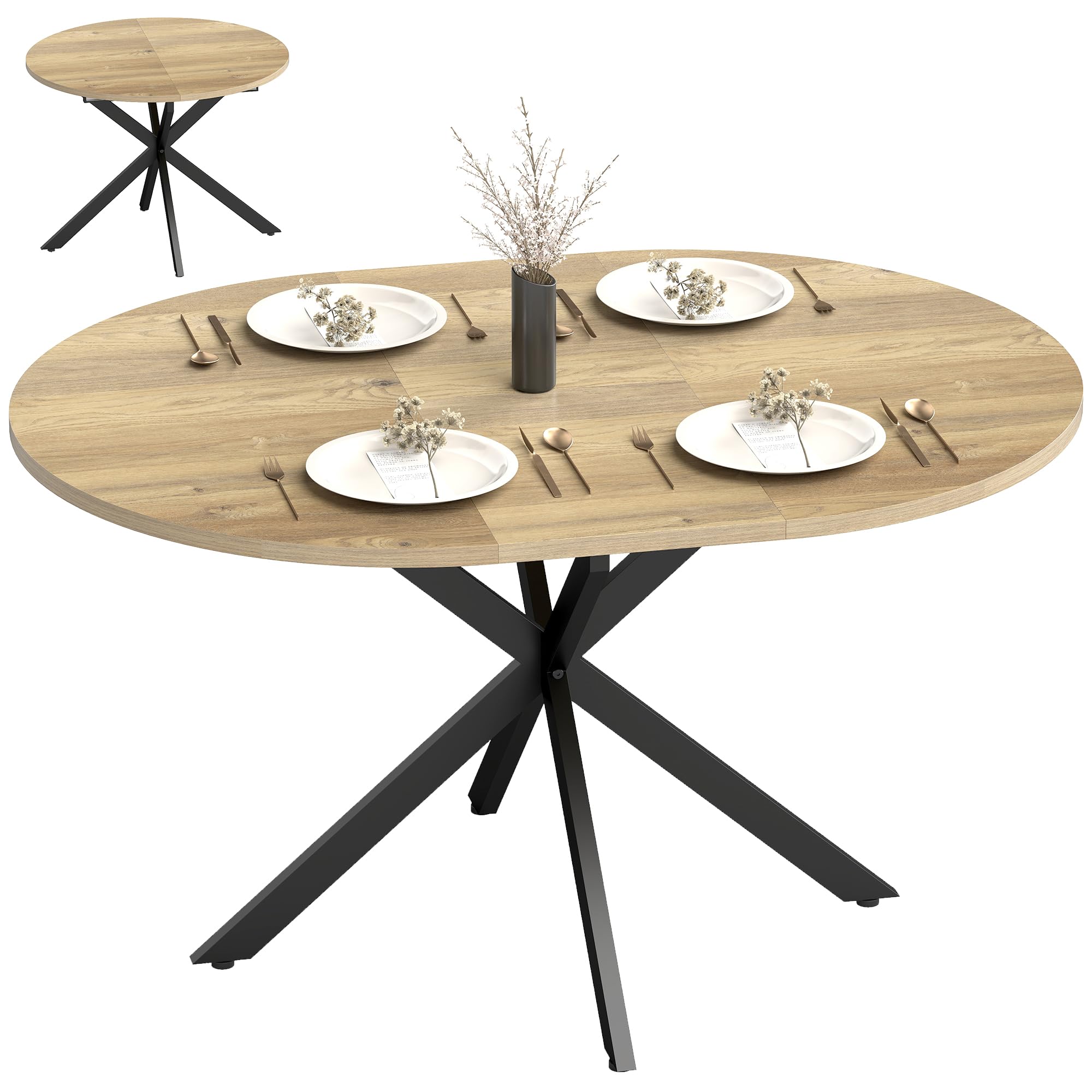 HOMCOM Extendable Dining Table for 4-6, 39.5