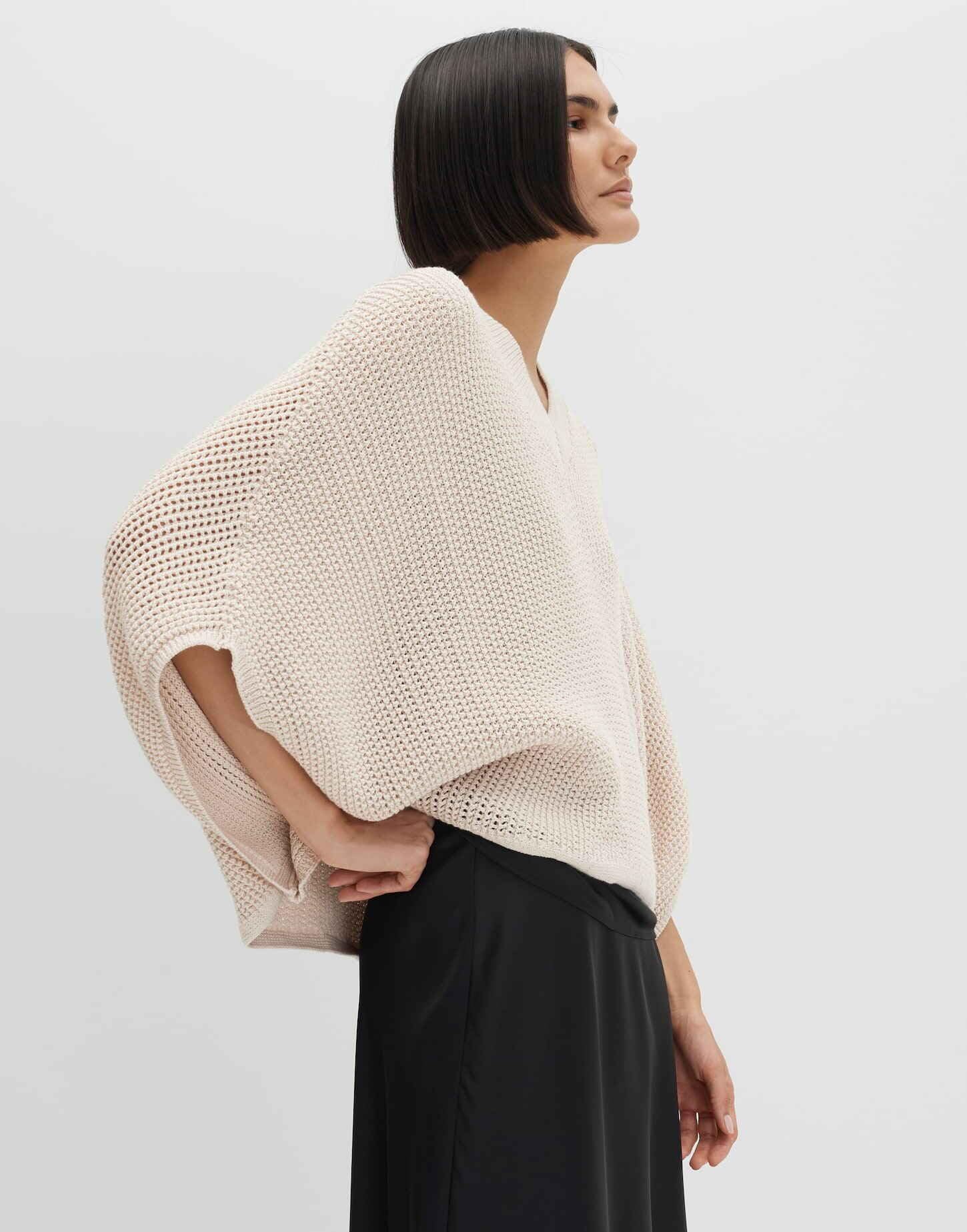 someday Damen Poncho/Cape | Strick Poncho aus BCI Cotton Mix