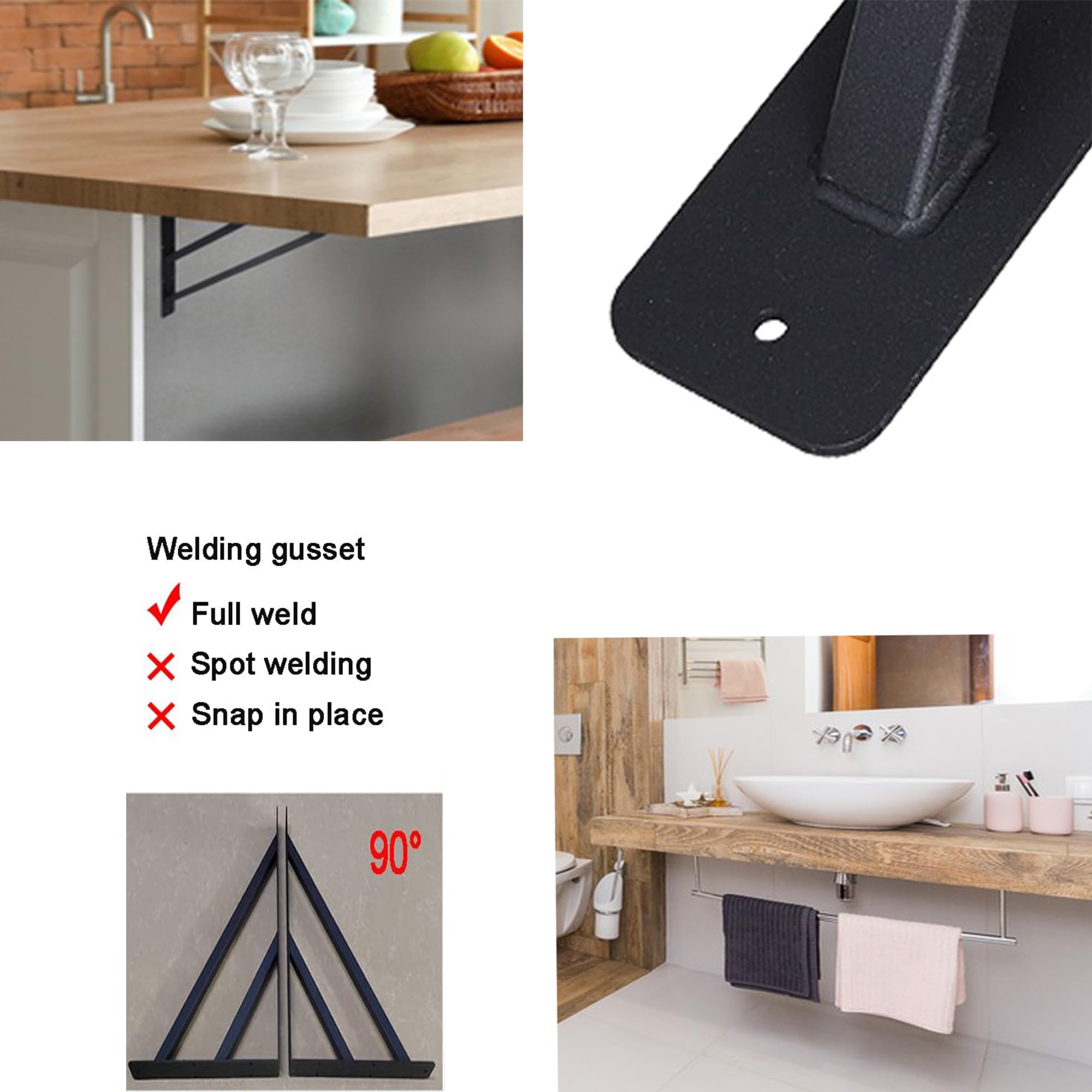 2 staffe di supporto per ripiani da 40,6 cm, resistenti, per piani di lavoro, caminetto, staffe in metallo per scaffali, mobili, banco da lavoro