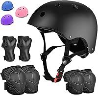Vista 9 de Juego de casco de bicicleta ajustable para niños, chicos, chicas y adolescentes de 3 a 8 años de edad, incluye protectores de codo, rodilla