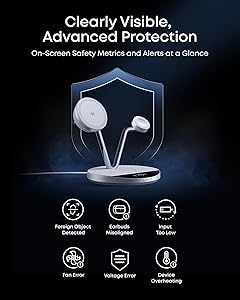 Anker Prime MagSafe Charger Compatible, 3-in-1 Charging Station, Qi2 25W Certified Wireless Charger Dock Stand, Smart Display with TEC Active Cooling, for iPhone 17, Apple Watch, AirPods (White)