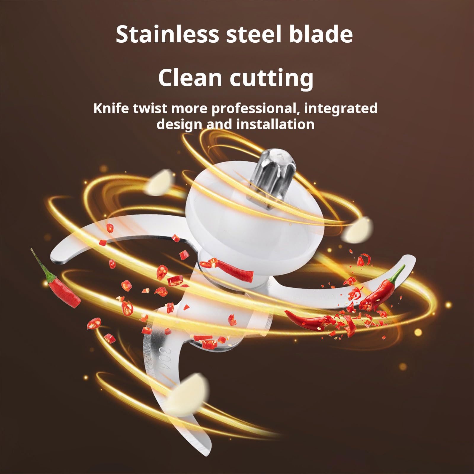 Moderna máquina picadora de alimentos con textura de acero inoxidable para preparar ingredientes, nueces, jengibre, procesador de bebé