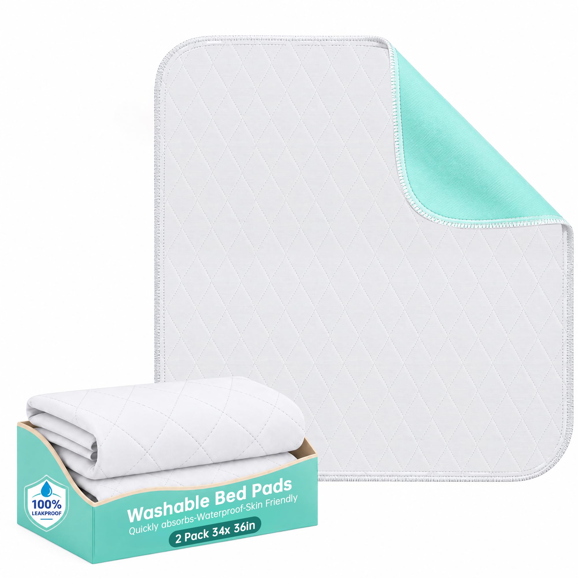 Photo 1 of CoolShields Reusable Waterproof Bed Pads Washable Underpads 34 x 36(2 Pack)