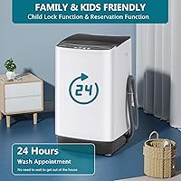 Vista 3 de Lavadora portátil de 1.9 pies cúbicos, lavadora eléctrica completamente automática con 10 programas, combo compacto de lavado y centrifugado de ropa