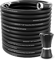 Vista 8 de SPECILITE Manguera de jardín de 3/4" 25 pies con boquilla de alto flujo, manguera de agua de goma híbrida flexible resistente para exteriores
