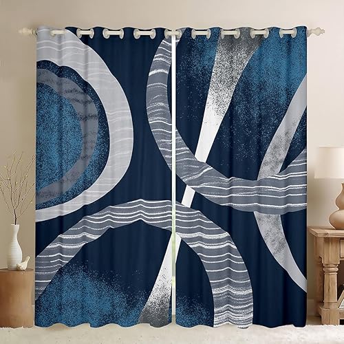 Miniatura 38 de Cortinas cuadradas grises, negras, rojas, blancas, con cuadrícula geométrica para niños, niñas, adolescentes, cortinas de tratamiento de ventanas