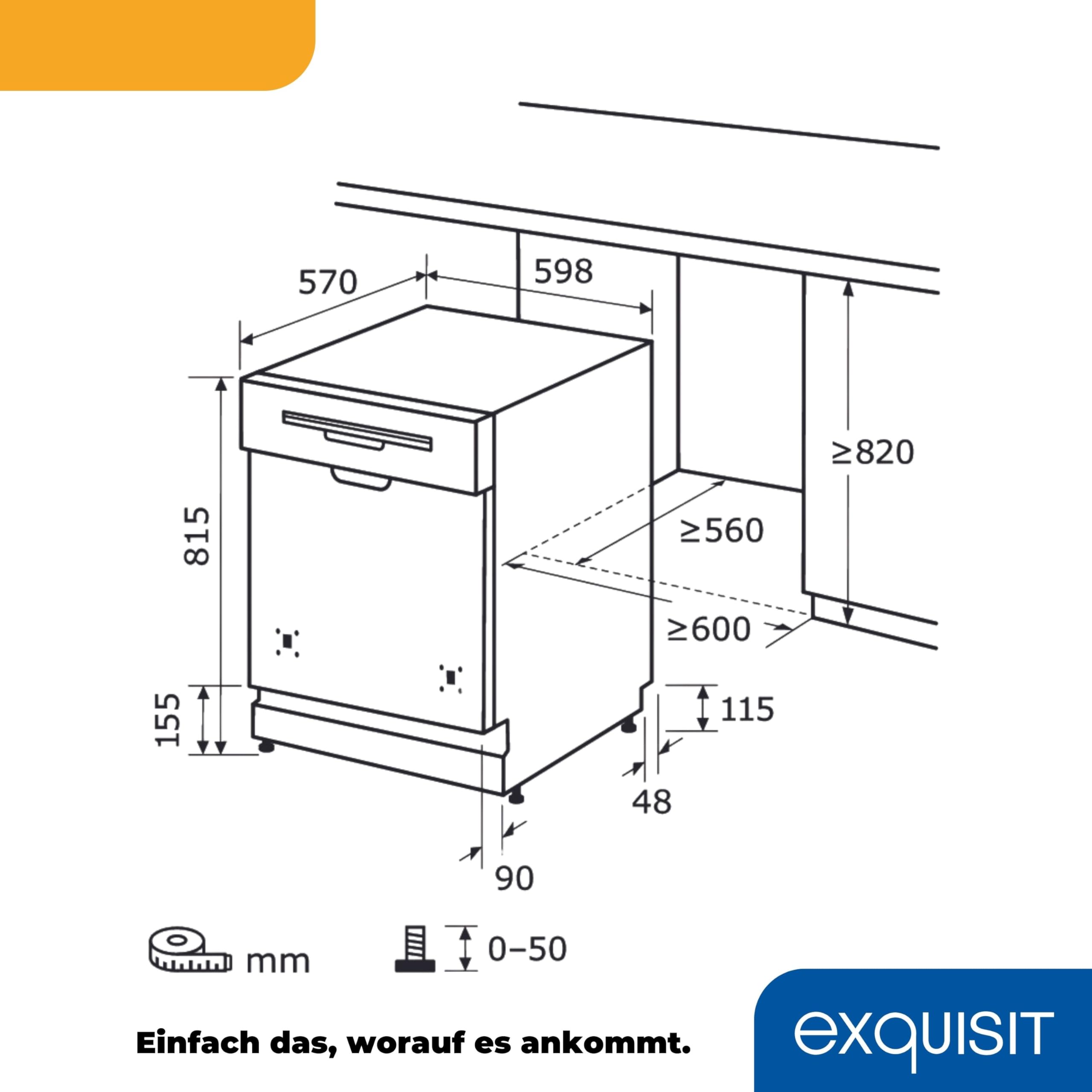 Exquisit Einbaugeschirrspüler EGSP9410-EB-030D inox 45cm Teilintegriert Auto-Door-Open Flexible Besteckablage