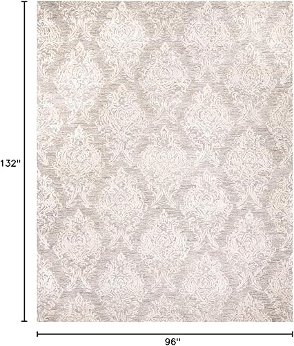 Miniatura 9 de SAFAVIEH Glamour Collection GLM118C - Alfombra de área de lana y viscosa de 5 x 8 pies, color gris y marfil