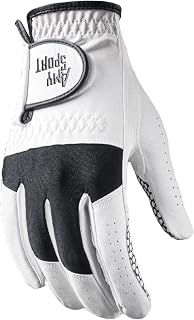 Amy Sport Golf Gloves Men Rain Grip Weathersof Hot Wet All Weather Leather Glove 1 Pack, Right Handed Golfer Left Hand Comfortable, Fit Size Small Medium Large XL (White-1 Pack, Medium/Large, Right)