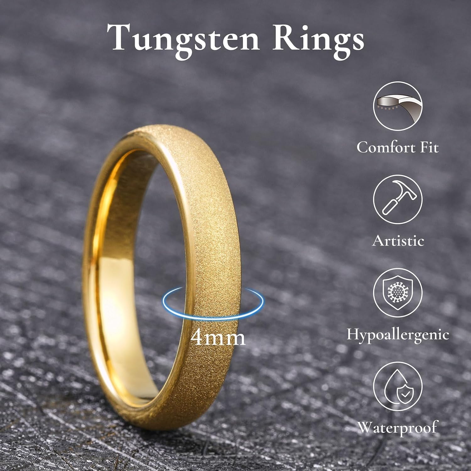 King Will Tungsten Wedding Band for Men Black High Polished