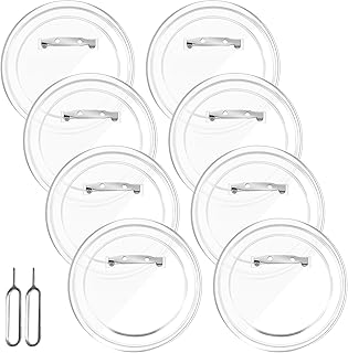 8 PCS Clear Button Pins, 3 Inch Acrylic Blank Pins with 2 Card Pin, Round DIY Photo Badge Pins, Make Your Own Custom Photo Button Pin for Backpacks Jackets Hats Gifts DIY Craft