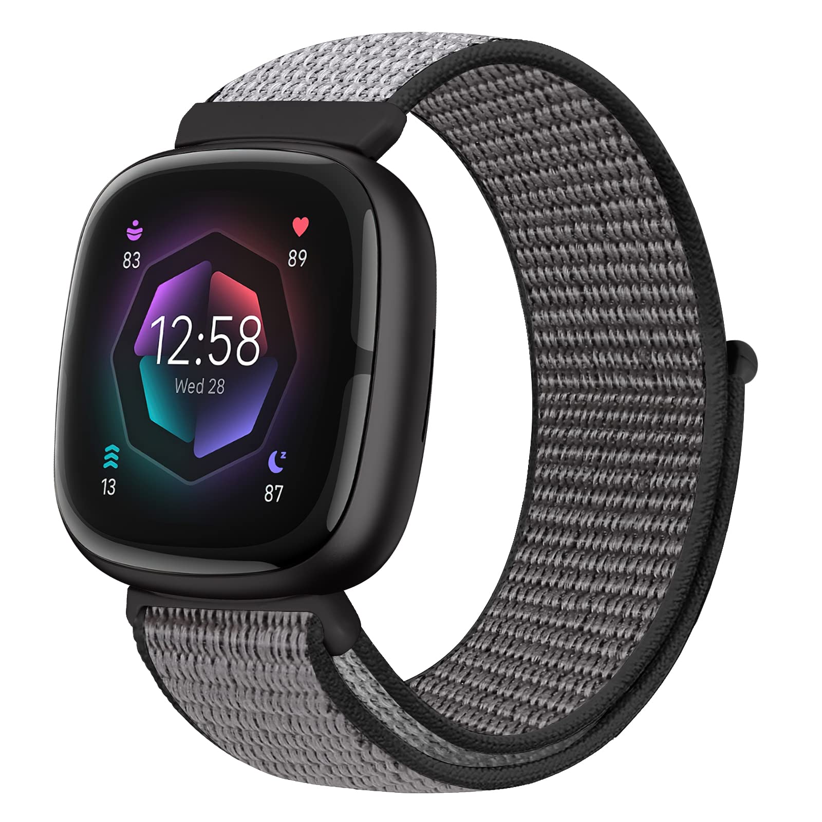 Huamanlou コンパチブル Fitbit versa 4/Fitbit versa 3/Fitbit Sense 2 Fitbit Sense バンド、ナイロンスポーツバンドブレスレット通気性調節可能な軽量交換ストラップリストバンドアクセサリ