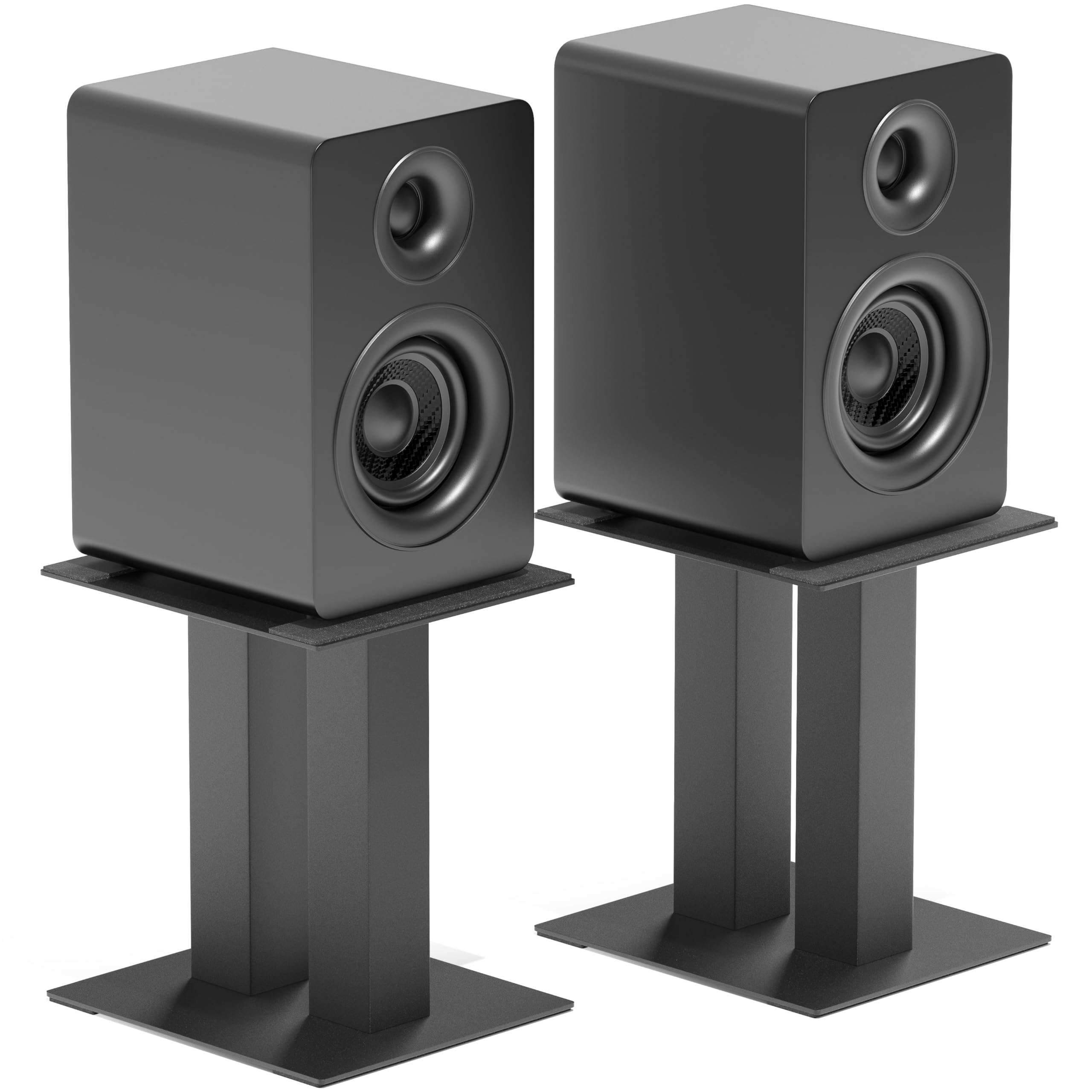 1 paio di supporti per altoparlanti da tavolo con cuscinetti di assorbimento delle vibrazioni fino a 13 kg | Supporti universali per altoparlanti in metallo, supporto da scrivania per computer, libreria (grande)