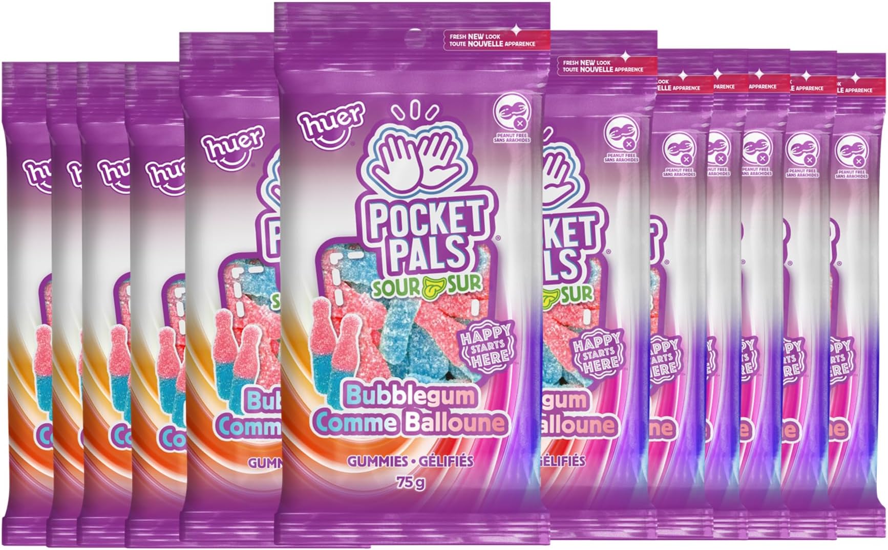 Huer Gummy Candy, Sour Bubble Gum Bottles, 1 Peg Bag, 75g/2.6 oz, Imported from Canada}