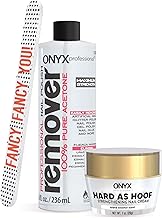 Onyx Professional Bundle Hard as Hoof Nail Strengthening Coconut Scented Cream, 1 oz. & 100% Pure Acetone Nail Polish Remover Kit with 7 inch Nail File, 8 fl oz, Made in the USA