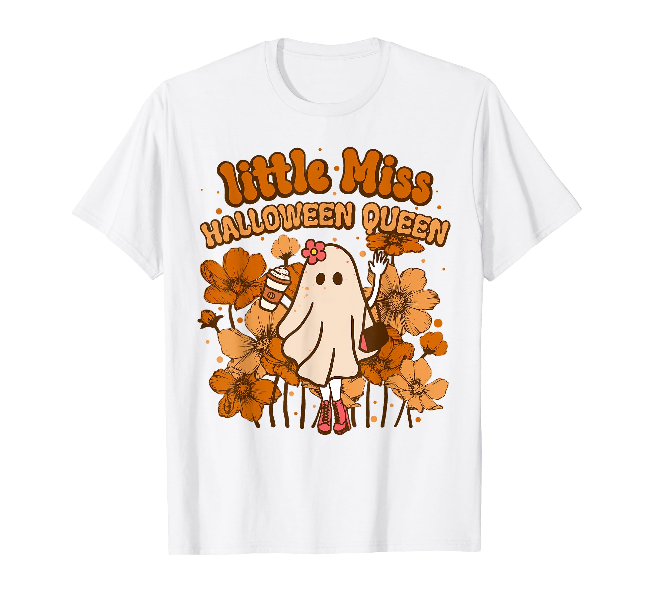 Little Miss Halloween Queen Groovy Boo Spooky T-Shirt