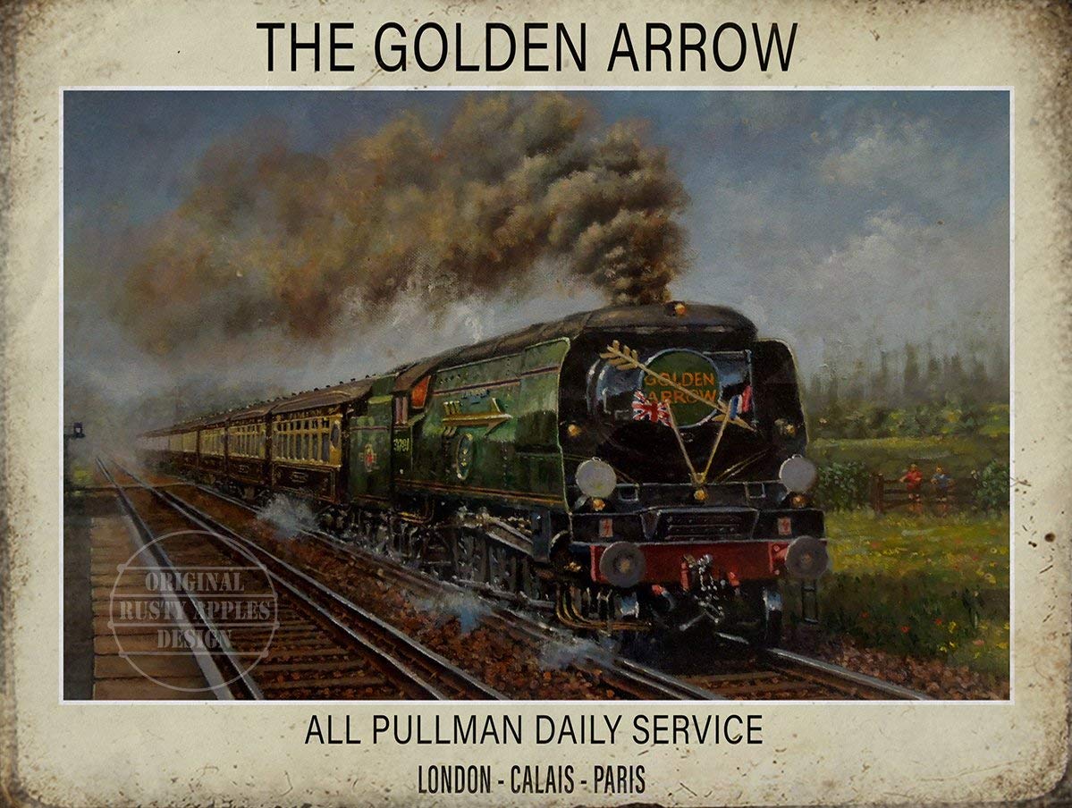 The Rusty Apples Metal Sign Co Golden The Arrow Age Of The Steam Train - Metal Sign 3 Sizes To Choose (16” X 12” 400 X 300 Mm)
