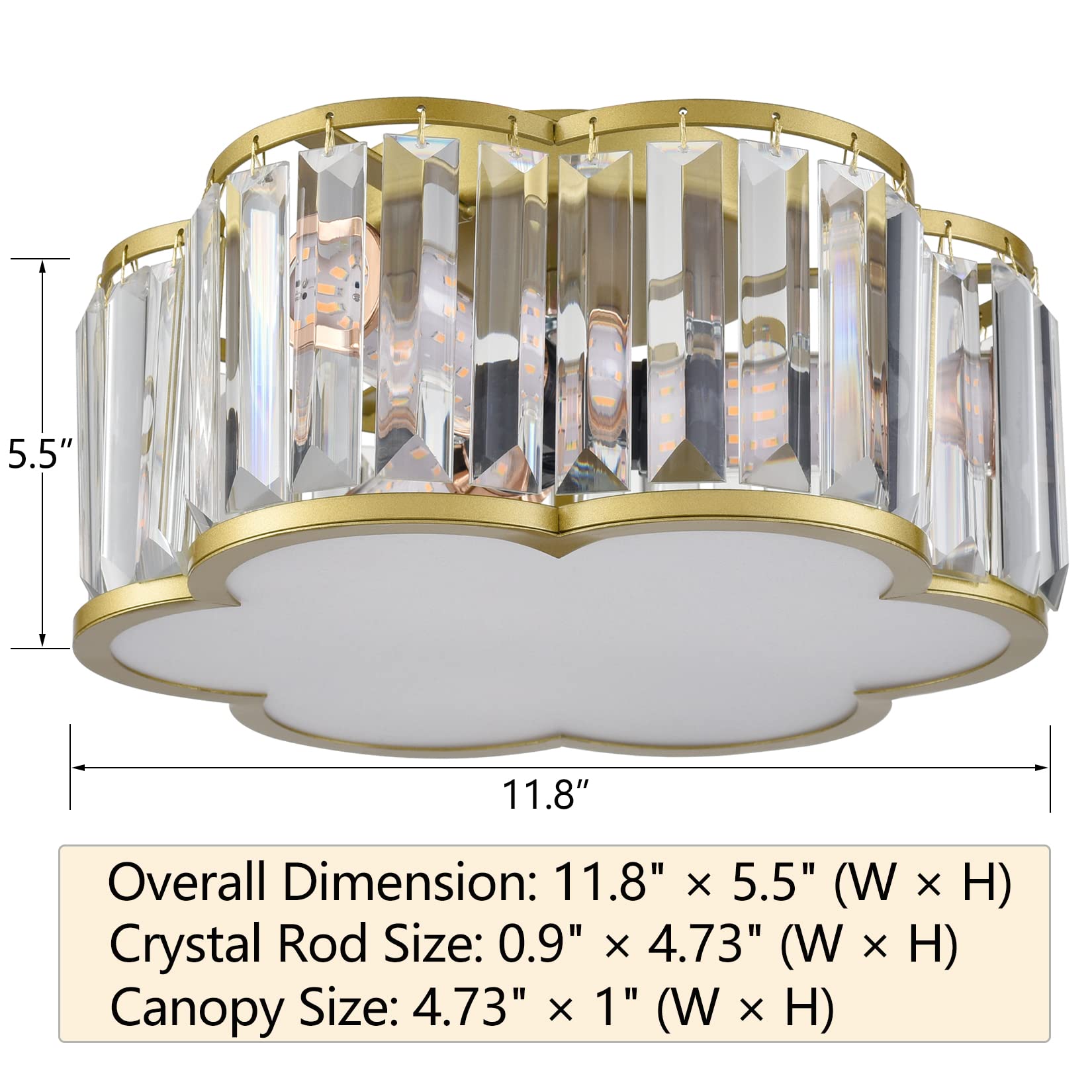 SAMTEEN Luxury Crystal Flush Mount Ceiling Light Modern 3