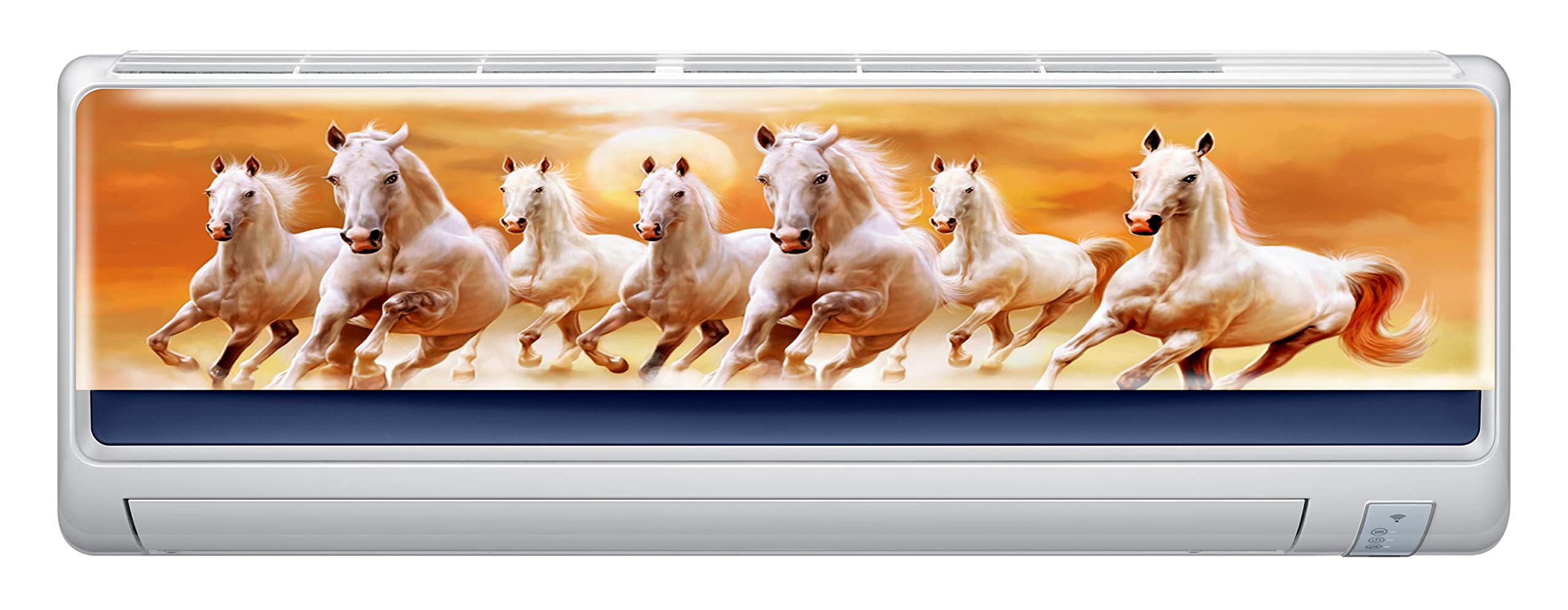 DivineDesigns Vinyl Horses Printed Air Conditioner Sticker for Home Living Office, Fridge Sticker, Wall Sticker - Pack of 1 (Multicolor, Standard Size, Fit for All Models/Sizes/Brands)
