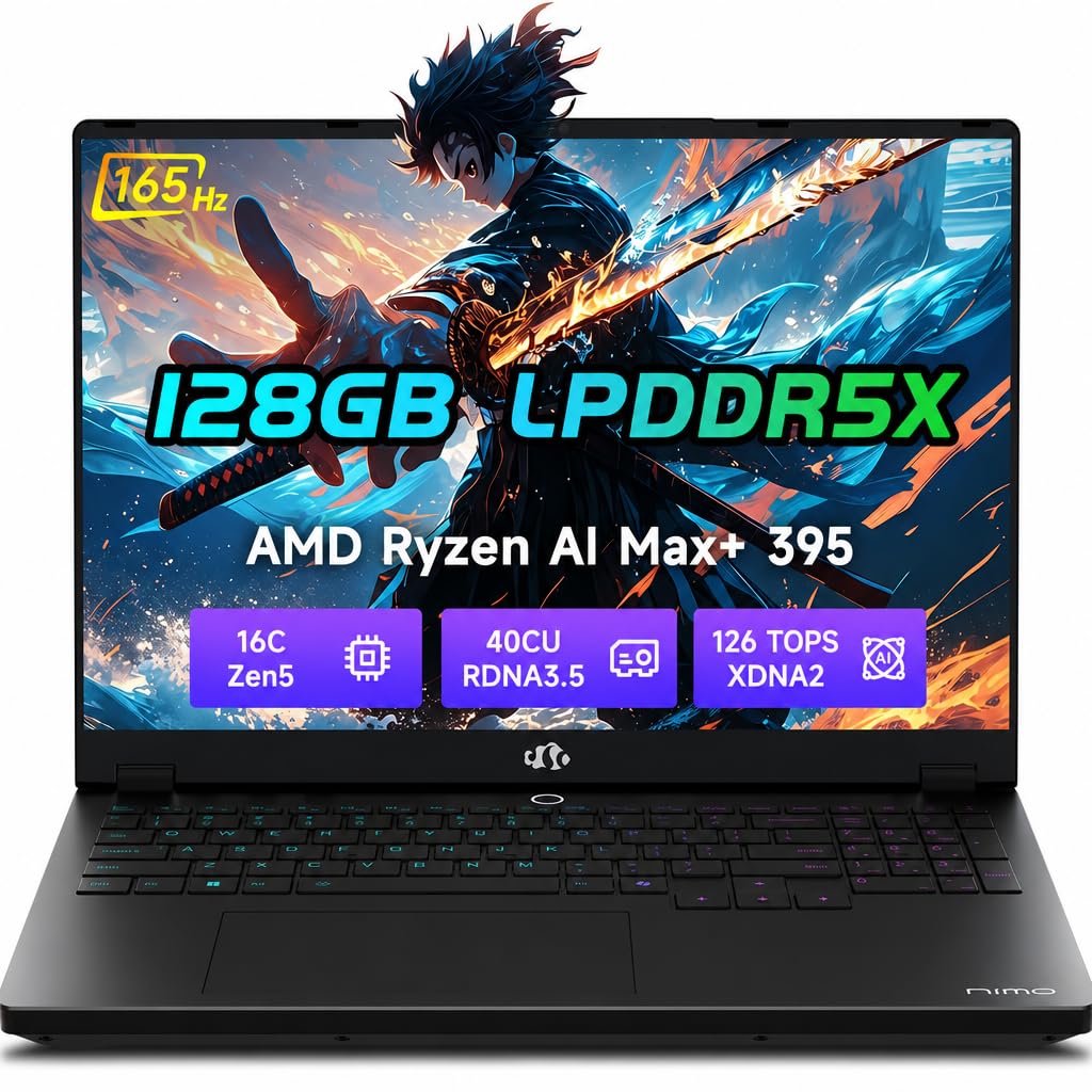 NIMO 2026 New AI PC, AMD Ryzen AI Max+ 395 128GB LPDDR5x RAM 2TB SSD | Radeon 8060S Graph…