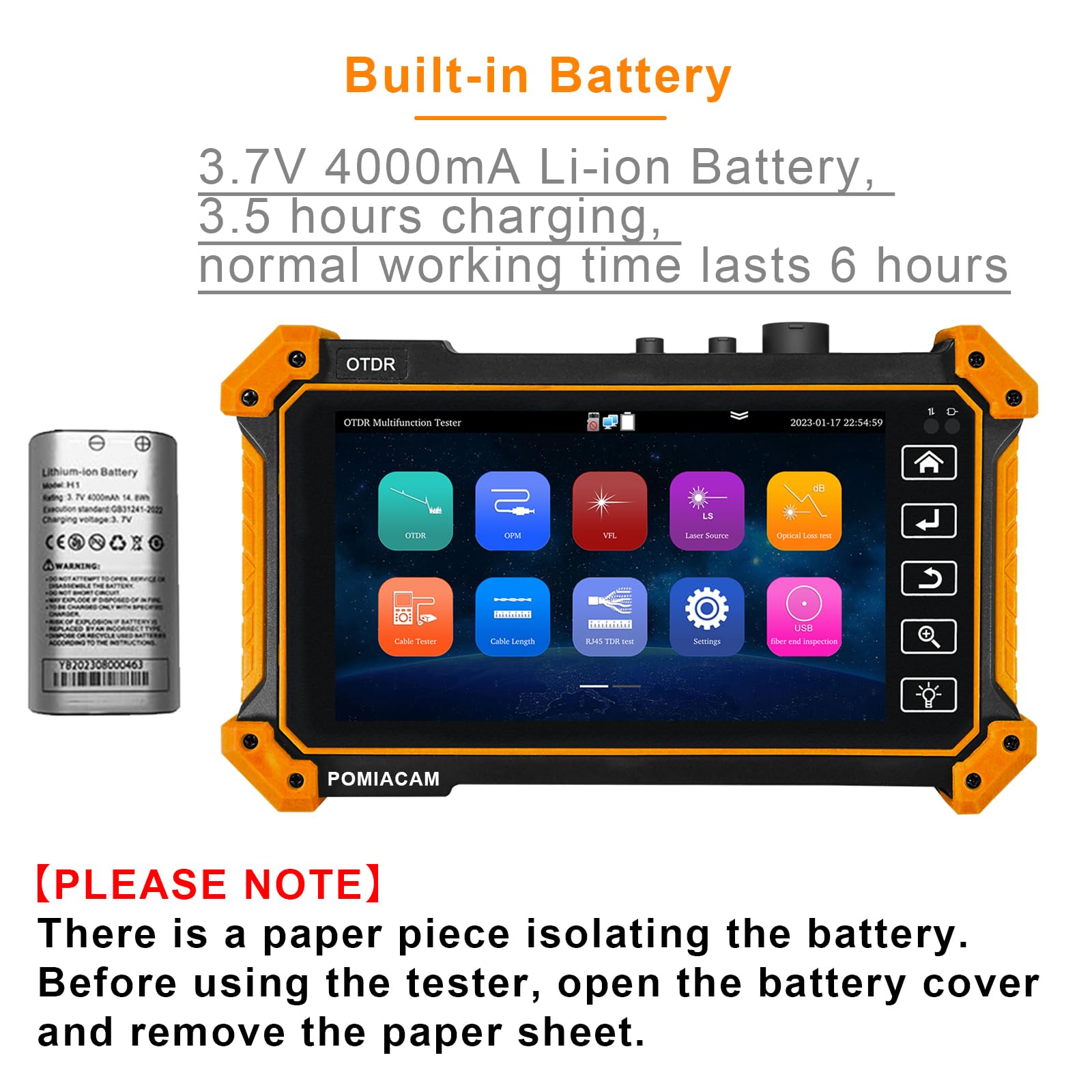 OTDR Tester a fibra ottica MOT-51C 1310/1550nm 26/24dB 5.5 "OLED Touch Screen incorporato VFL OPM LS (sorgente luminosa) OLT (test di perdita ottica) Mappa evento