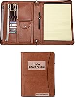 Vista 1 de Cartera personalizada de cuero vegano con bolsillo frontal para hombres y mujeres, carpeta con cremallera personalizada para cuaderno de 8.5 x 11