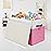 Gowee Large Toy Box with Lid, Sturdy Toy Storage Chest Bin Boxes Organizer Basket with Dividers for Toddlers, Kids, Boys, Girls, Nursery, Closet, Bedroom, Playroom 25x13 x16 (Pink and White)