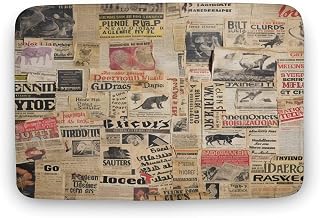 Bath Mat Vintage Ads with Newspaper Advertisements Bathroom Mat Rug French Newspaper Machine-Washable Floor Rugs Carpets Floor Mats for Bathroom Decor Sets Non Slip Bath Decoration Mat 20"x32"