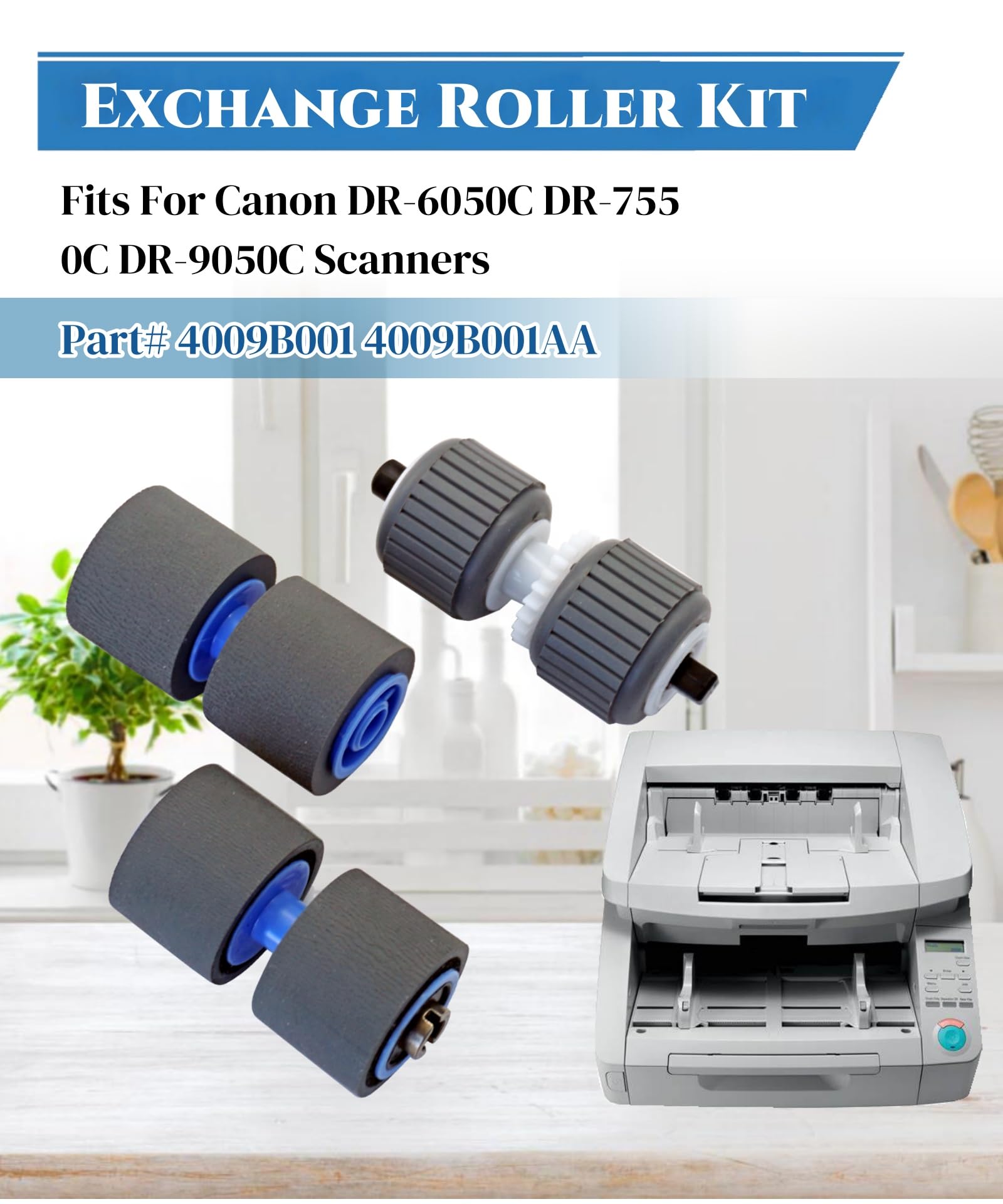 2025 New Scanner Exchange Roller Kit Fits for Canon DR-6050C/7550C/9050C Document Scanner,Replace Part # 4009B001 4009B001AA