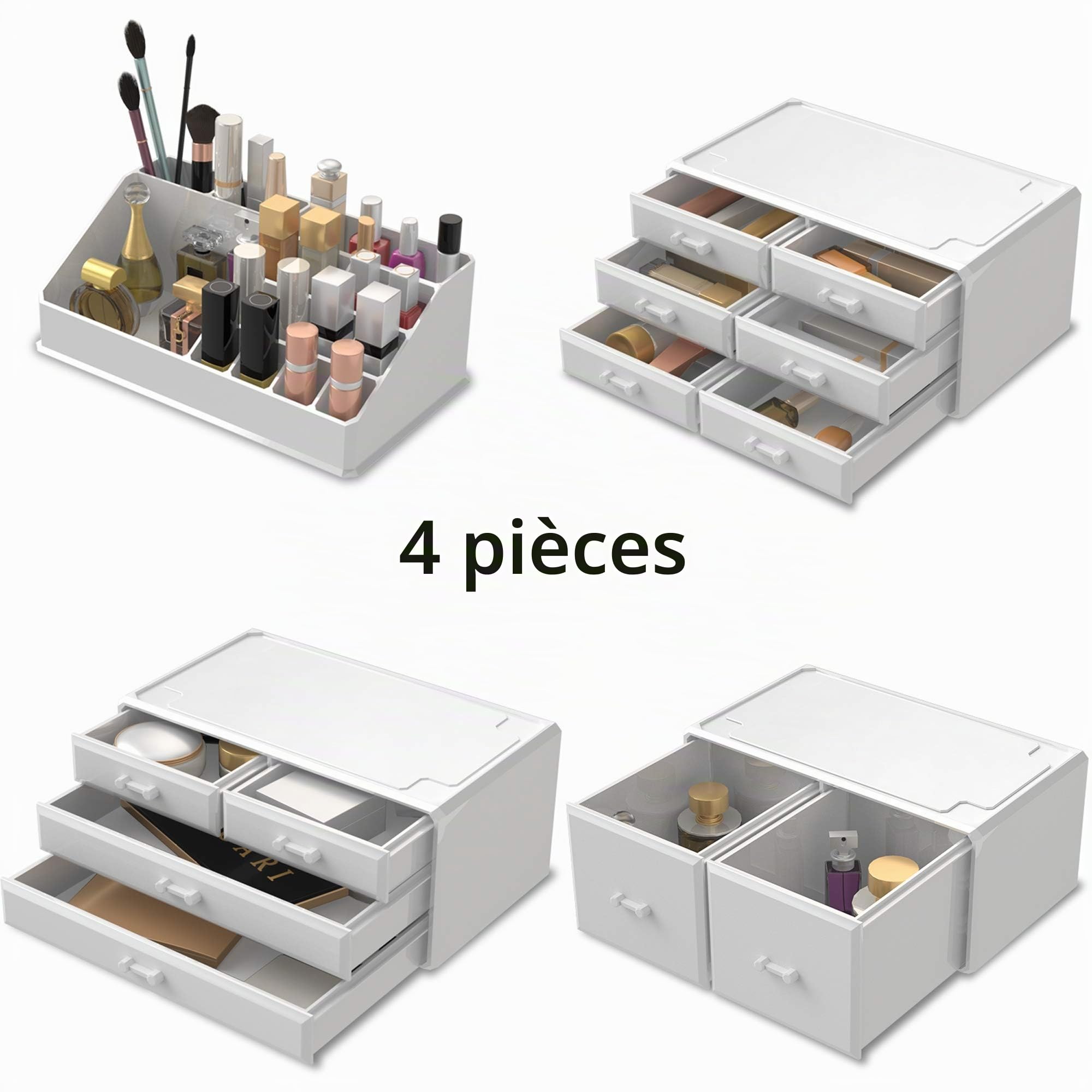 READAEER Organisateur de maquillage organisateur cosmétique (12D, blanc)