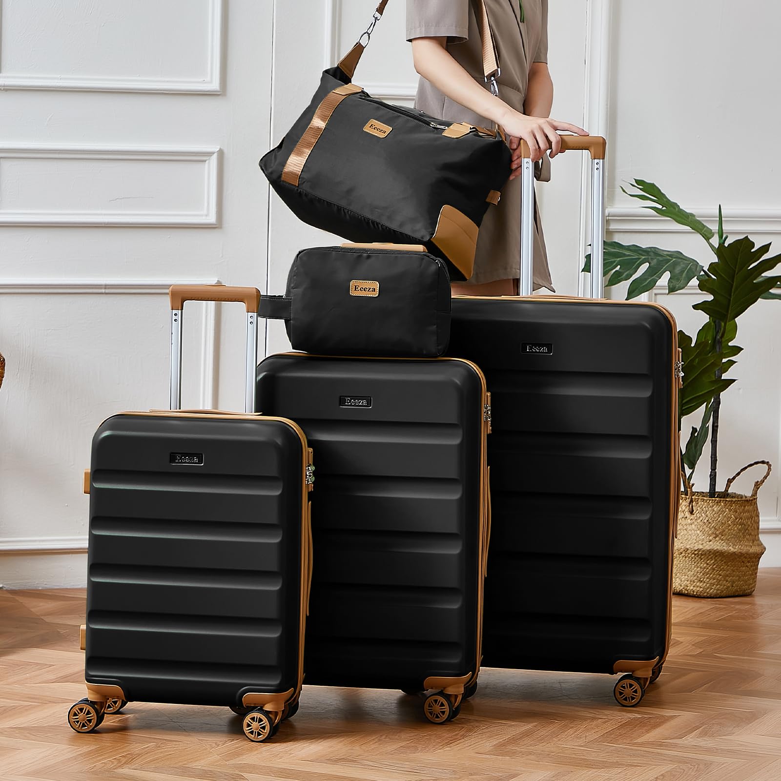 Eeeza Luggage Sets 5 Piece,Hard Case Suitcase Set with Spinner Wheels,Hardshell Lightweight Travel Luggage with TSA Lock (,20/24/28 Inch)