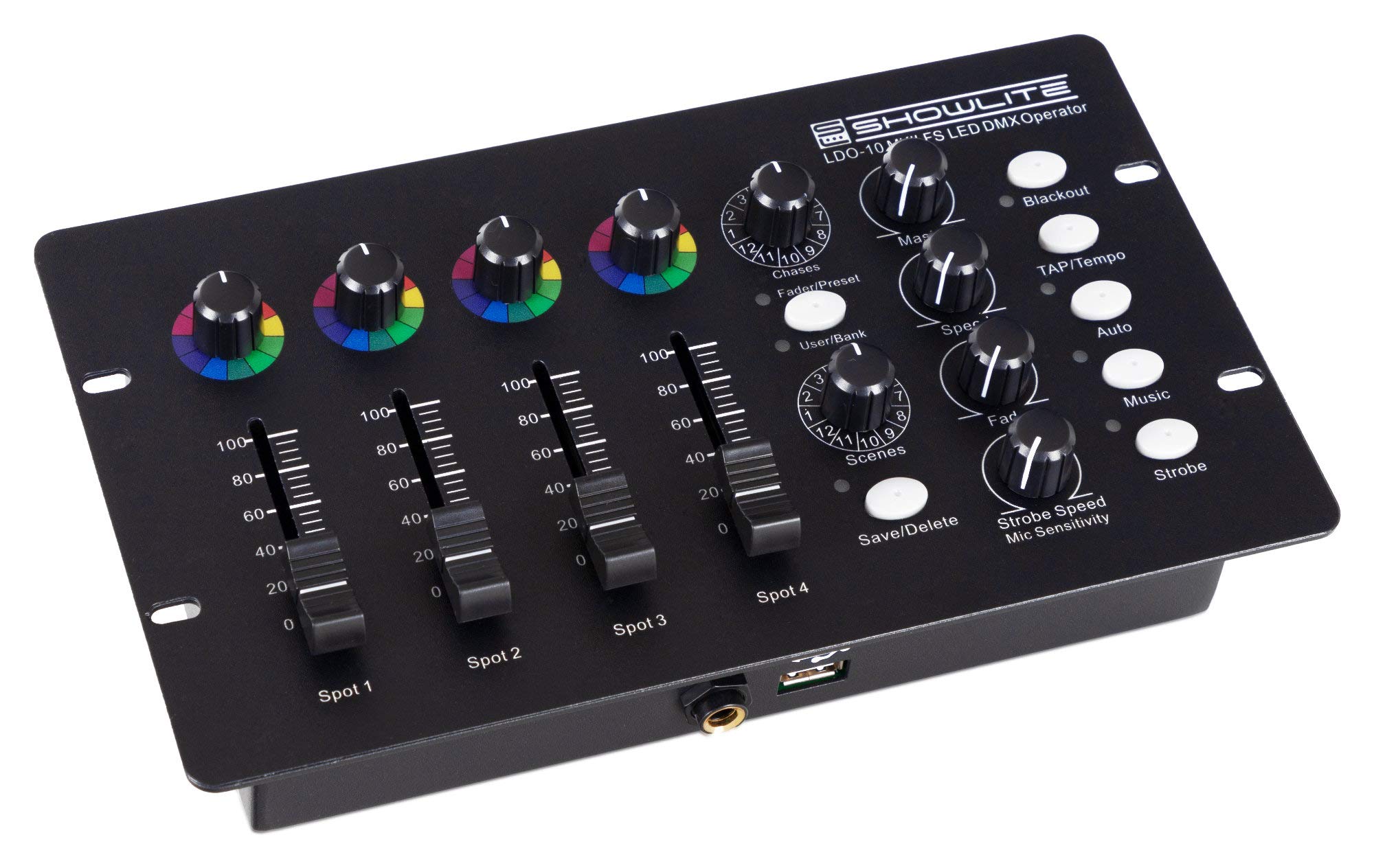 Showlite LDO-10 MKII FS LED DMX Operator - Controller DMX per fare funzionare faretti LED - Ideale per intrattenitori solisti, band più piccole o pub - Controllo automatico o musicale